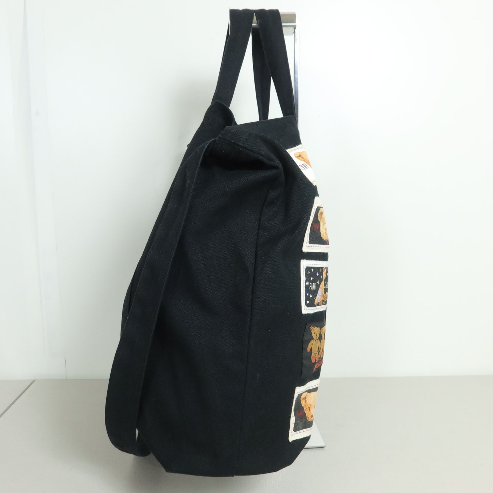 ピンクハウス★とっても可愛い！テディベアクラブ刺しゅう ショルダートートバッグ 2way 黒系 ＊k4551 ピンクハウス☆とっても可愛い！テディベアクラブ刺しゅう ショルダー