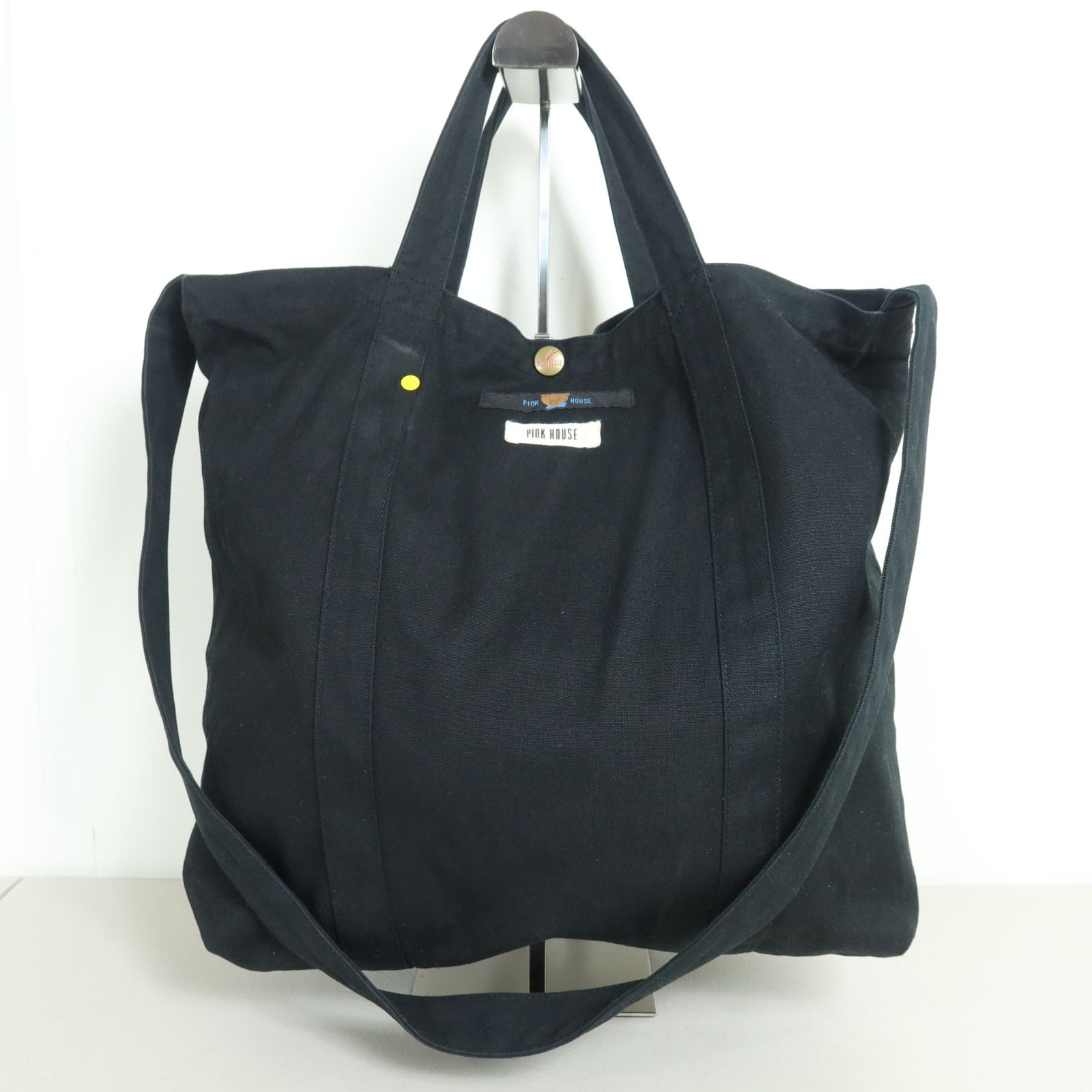 ピンクハウス★とっても可愛い！テディベアクラブ刺しゅう ショルダートートバッグ 2way 黒系 ＊k4551 ピンクハウス☆とっても可愛い！テディベアクラブ刺しゅう ショルダー