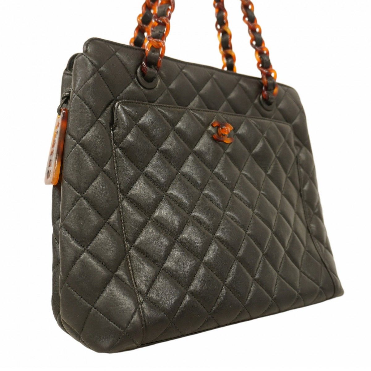 5 pb 2888 シャネル トートバッグ マトラッセ ラムスキン ブラック レディース