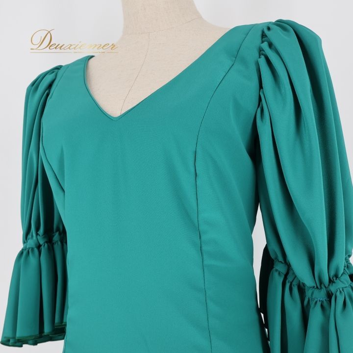 フラメンコ 衣装 ワンピース ドレス 緑 赤 ボランテ フリル 無地 花柄