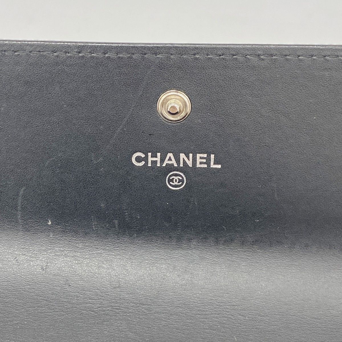 5pb2782】シャネル 長財布 キャビアスキン ブラック シルバー金具