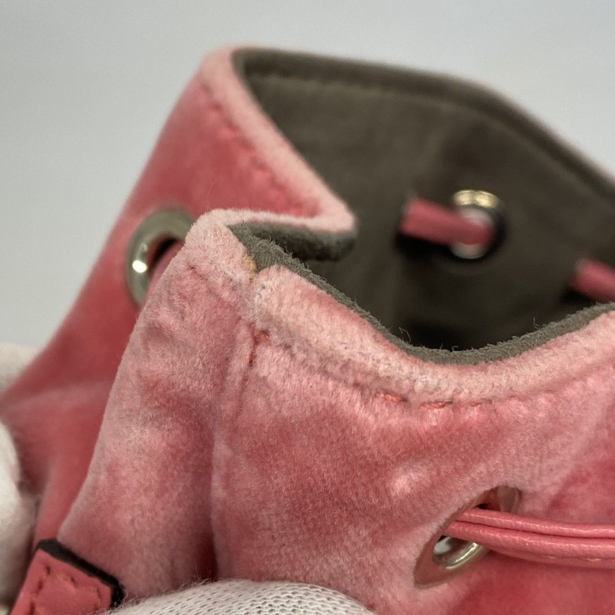 5pb2785】フェンディ ハンドバッグ モン トレゾール ベルベット ピンク