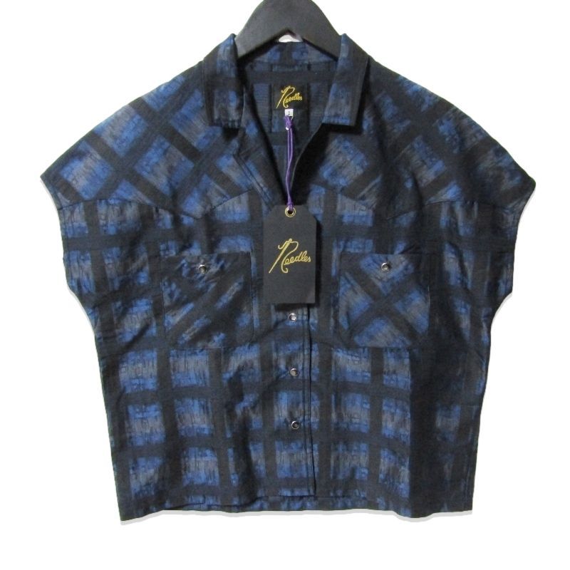 NEEDLES ニードルズ フレンチスリーブブラウス QV 261 French Sleeve Cowboy Blouse PE C Ombre Plaid Jacquard ブルー 2