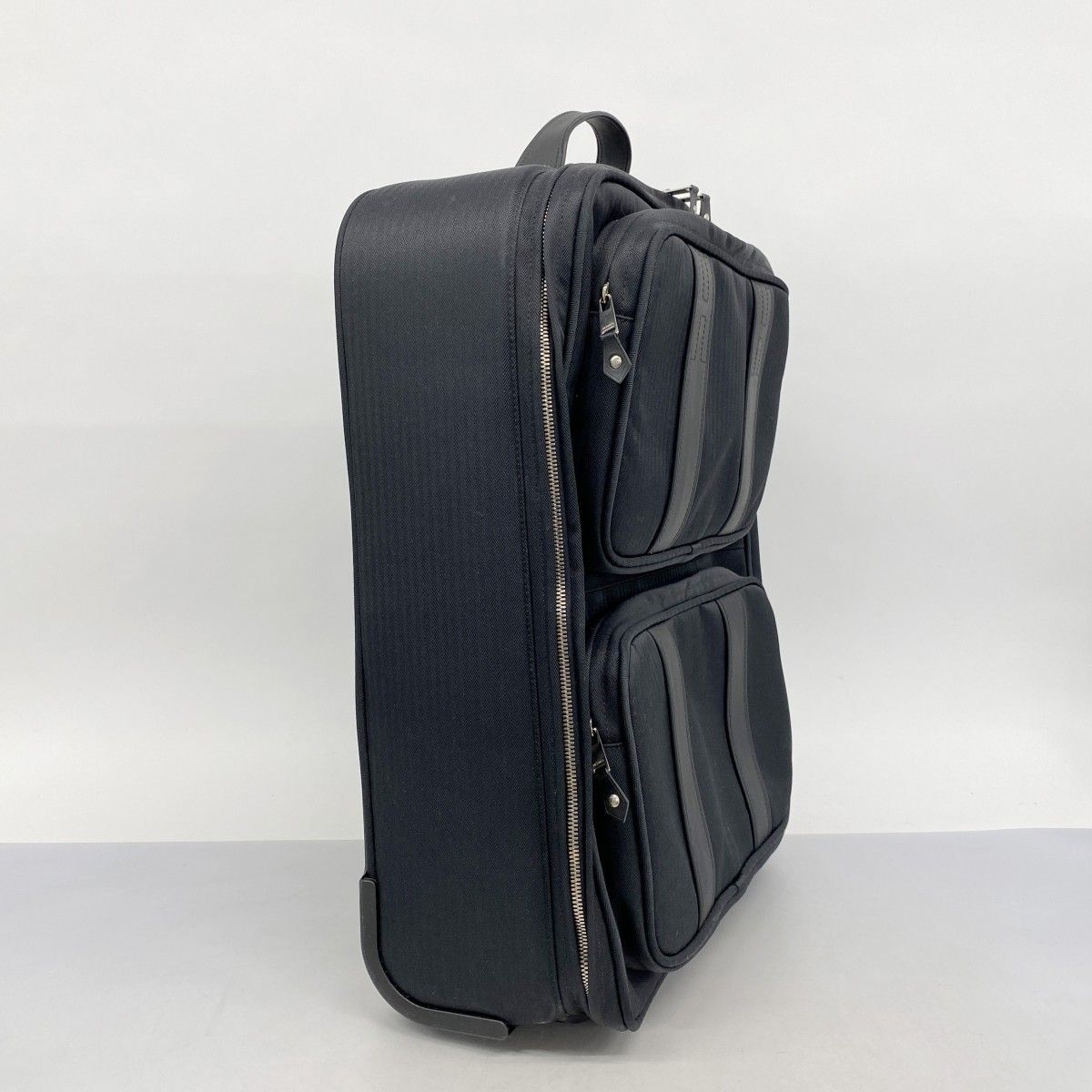 5 pb 2830 エルメス キャリーバッグ アカプルコ トワルシェブロン ブラック シルバー金具 メンズ レディース ユニセックス