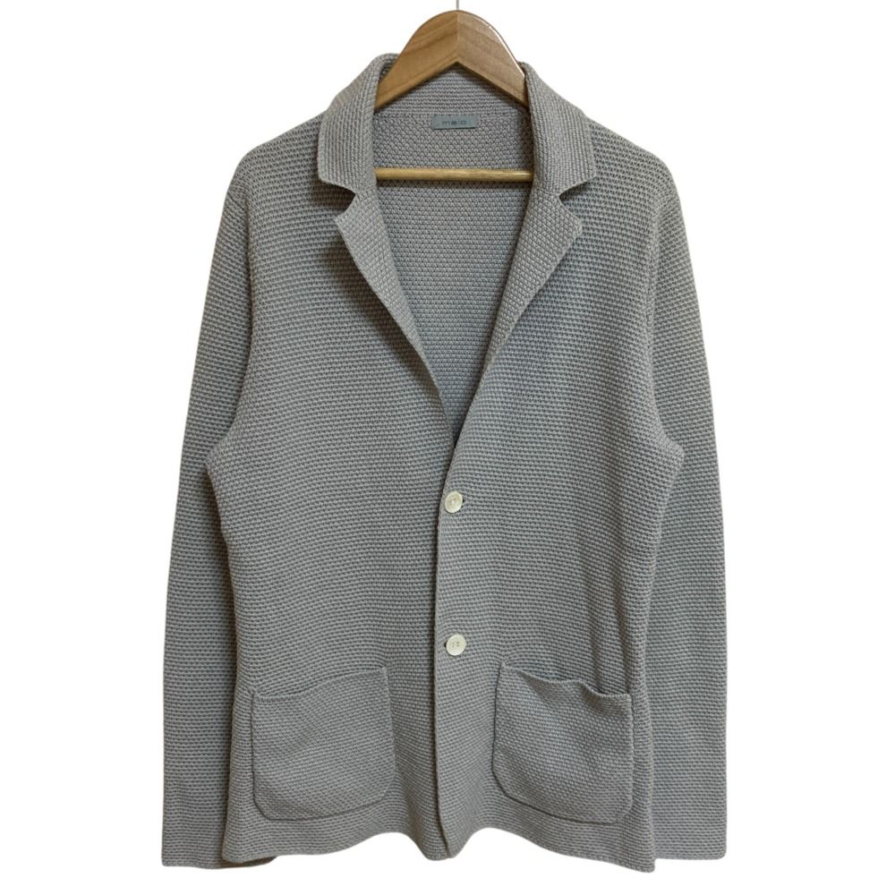 美品 malo マーロ シングル ニットテーラードジャケット サイズ46 グレー メンズ 古着 中古 USED