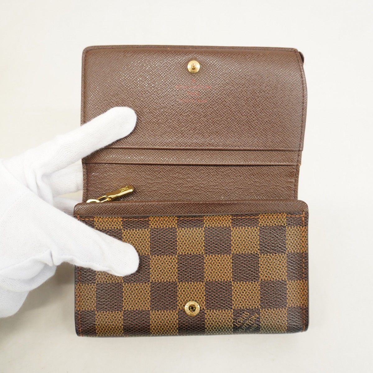 5pb2753】ルイヴィトン 財布 ダミエ ポルトモネビエトレゾール N61730