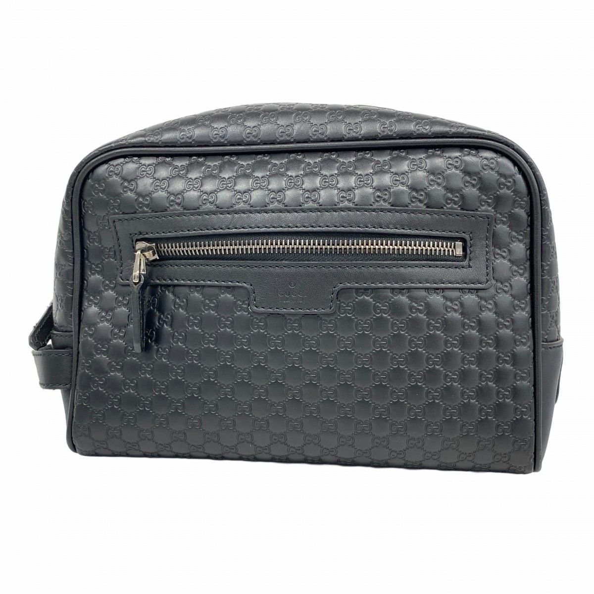 5 pb 2884 グッチ クラッチバッグ マイクログッチシマ 419775 レザー ブラック シルバー金具 メンズ