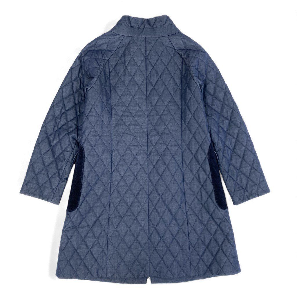 69 L 17 NEMIKA by Leilian ネミカ レリアン キルティングジャケットコート 中綿コート 異素材切替 ネイビー レディースu 02 t