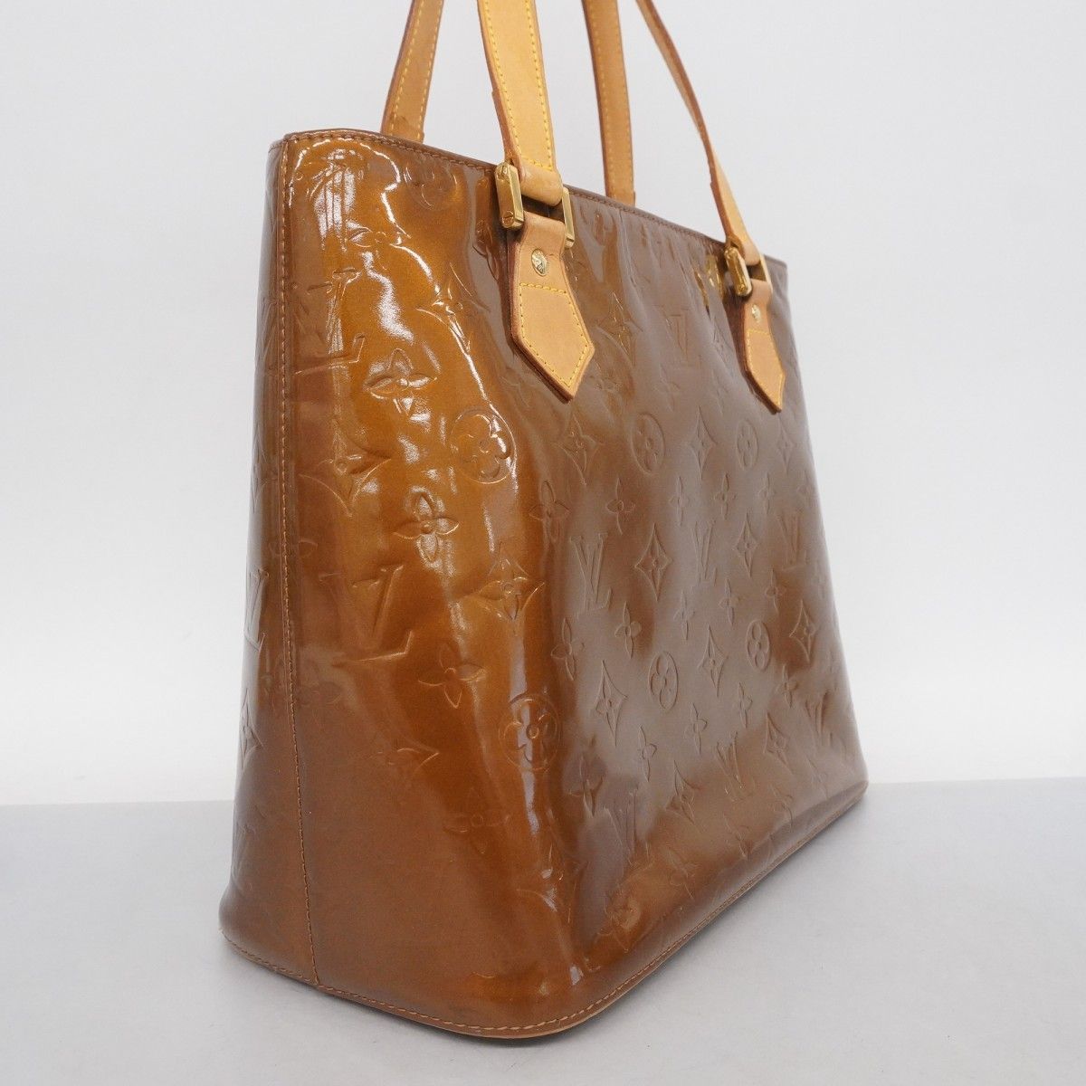 5 pb 2981 ルイヴィトン トートバッグ ヴェルニ ヒューストン M 91122 ブロンズ レディース