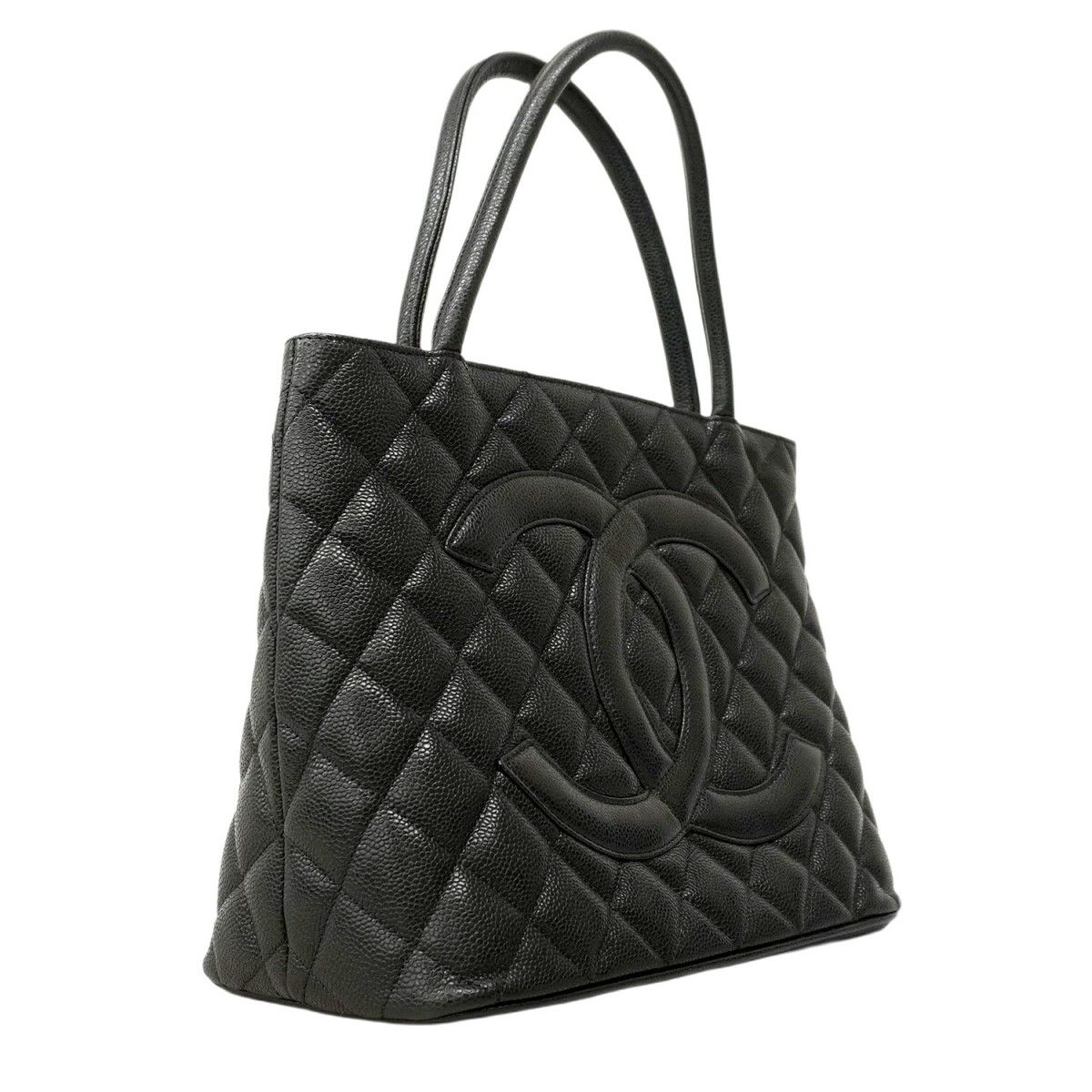 5 pc 3184-k シャネル トートバッグ 復刻トート キャビアスキン ブラック ゴールド金具 レディース