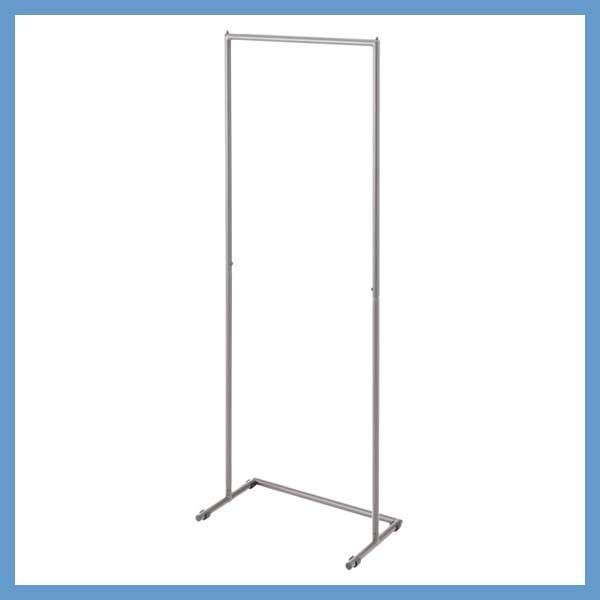 スチール製のシンプルなハンガーラック（ずり落ち防止ストッパー付き）「W61×D36×H162cm」（滑り止め脚キャップ付き）No.64／グレー