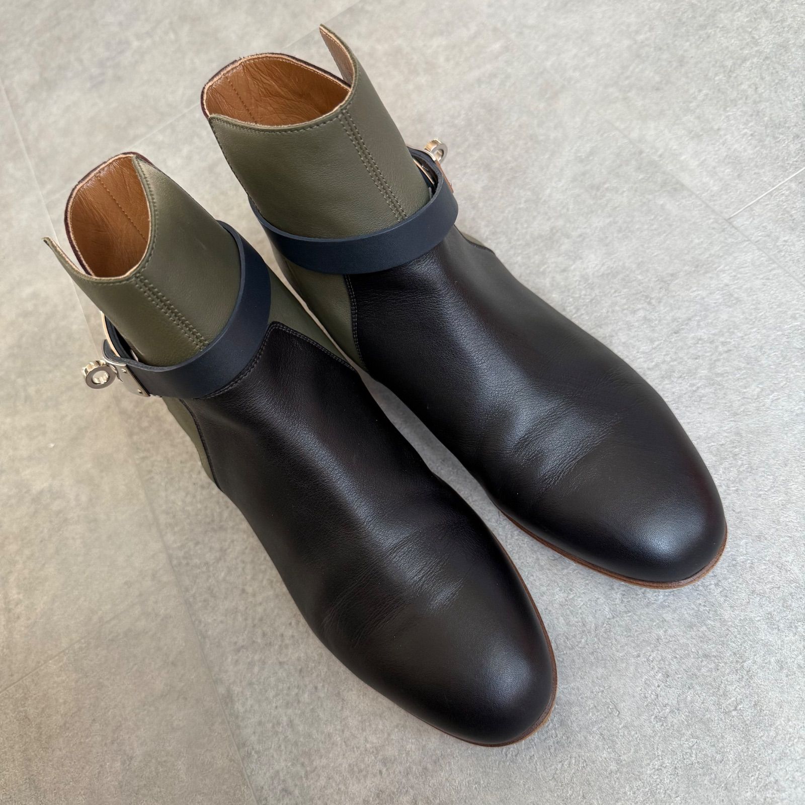 希少 美品 HERMES エルメス レザー ケリー金具 ショートブーツ ネオ