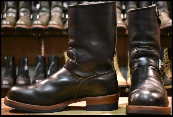 10.5 D PT 91プリント カスタム レッドウィング 2268 エンジニア ブラッククローム スチールトゥ プルオン ブーツ redwing FL 020