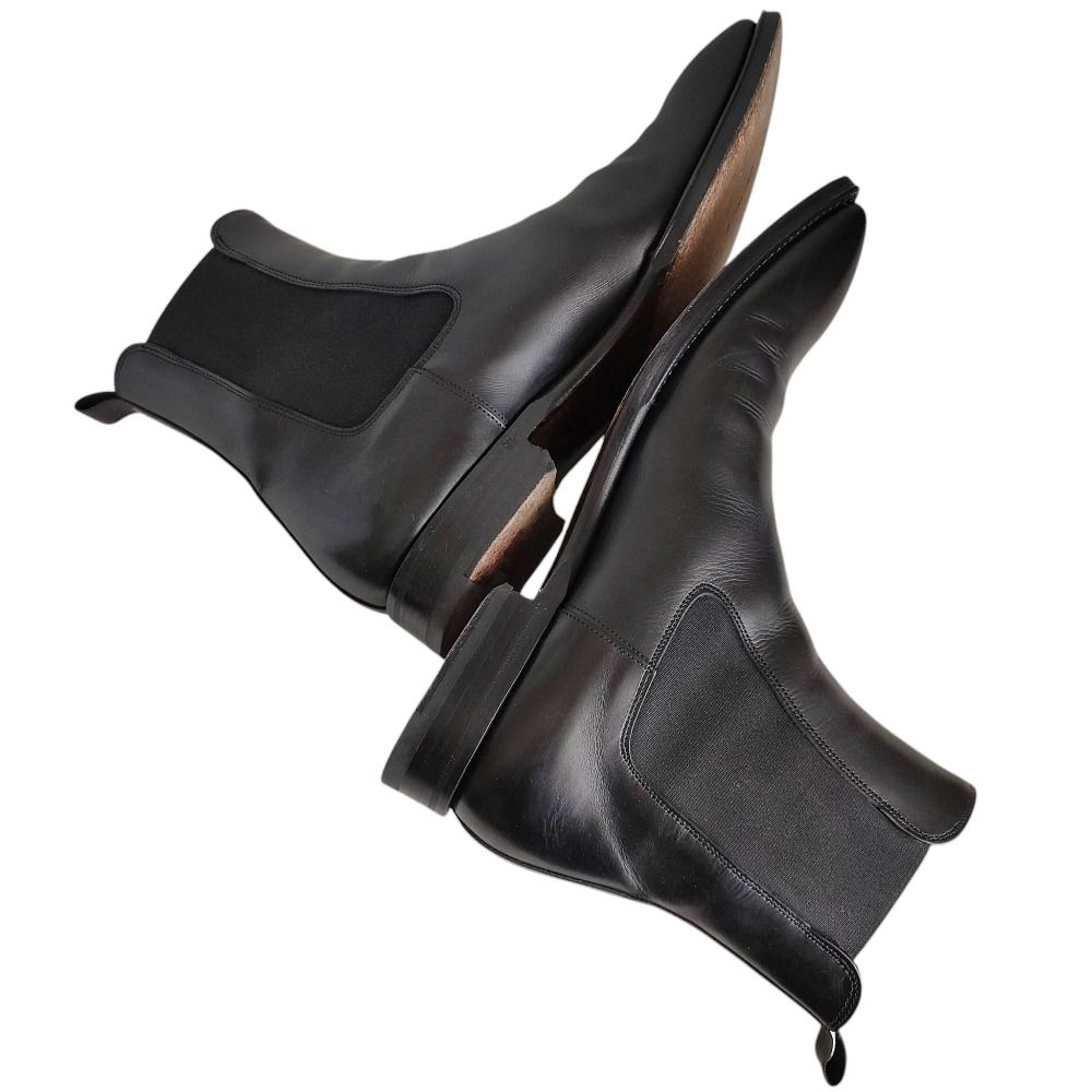 良品 ANTONIO MAURIZI アントニオマウリッツィ レザー サイドゴアブーツ シューズ 40 27cm相当 ブラック メンズ 古着 中古 USED