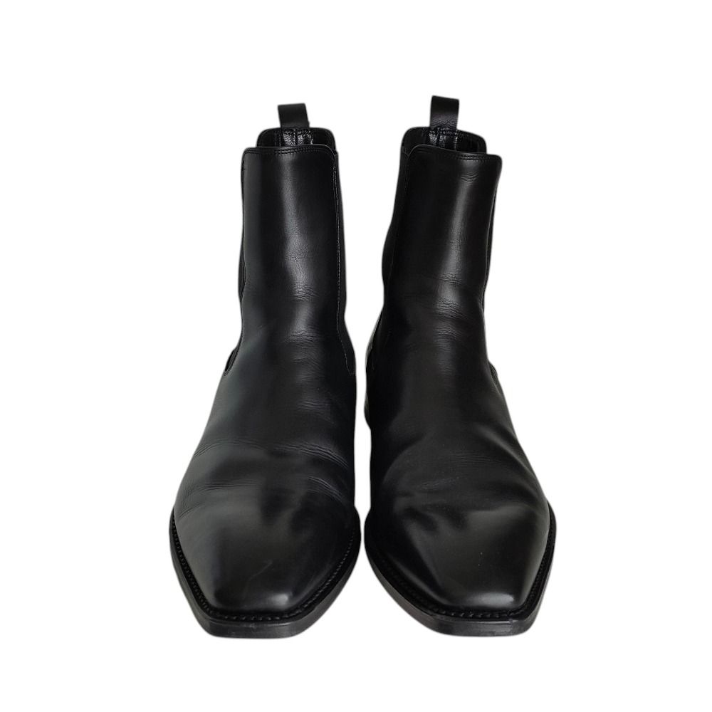 良品 ANTONIO MAURIZI アントニオマウリッツィ レザー サイドゴアブーツ シューズ 40 27cm相当 ブラック メンズ 古着 中古 USED