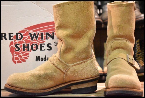 8 D PT 91刺繍 レッドウィング 8268 スエード エンジニア タン ラフアウト スチールトゥ ベージュ ブーツ redwing FL 022