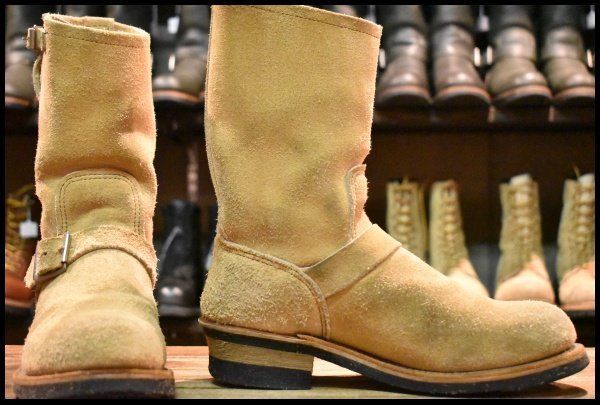 8 D PT 91刺繍 レッドウィング 8268 スエード エンジニア タン ラフアウト スチールトゥ ベージュ ブーツ redwing FL 022