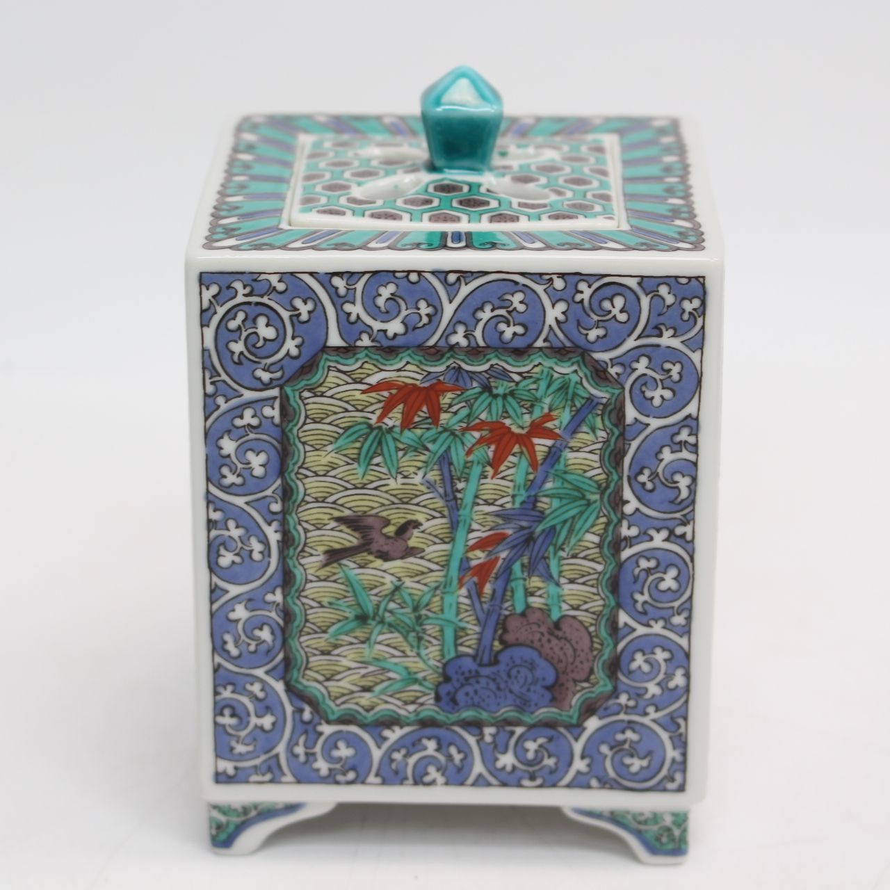 700)【未使用】九谷 白雅 香炉 花鳥 竹梅 図 角型 - メルカリ