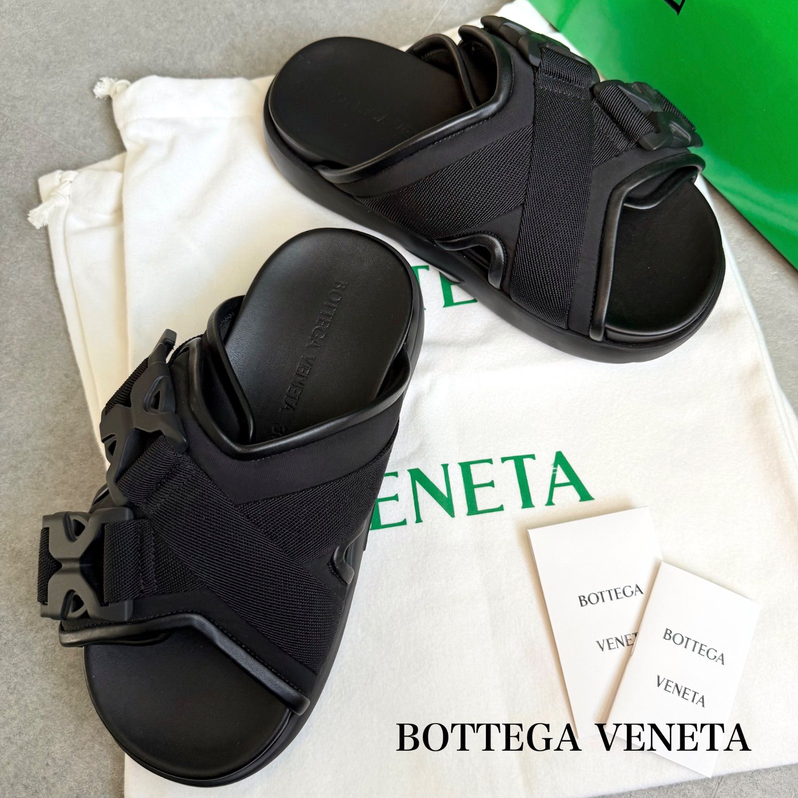 BOTTEGA VENETA ボッテガヴェネタ スナップスライドサンダル ナイロン ブラック レディース 厚底 36 23 cm