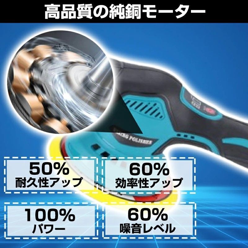 コードレス高性能ポリッシャー 150mm 充電式 ポリッシャー 充電式 電動ポリッシャー ダブルアクションポリッシャー