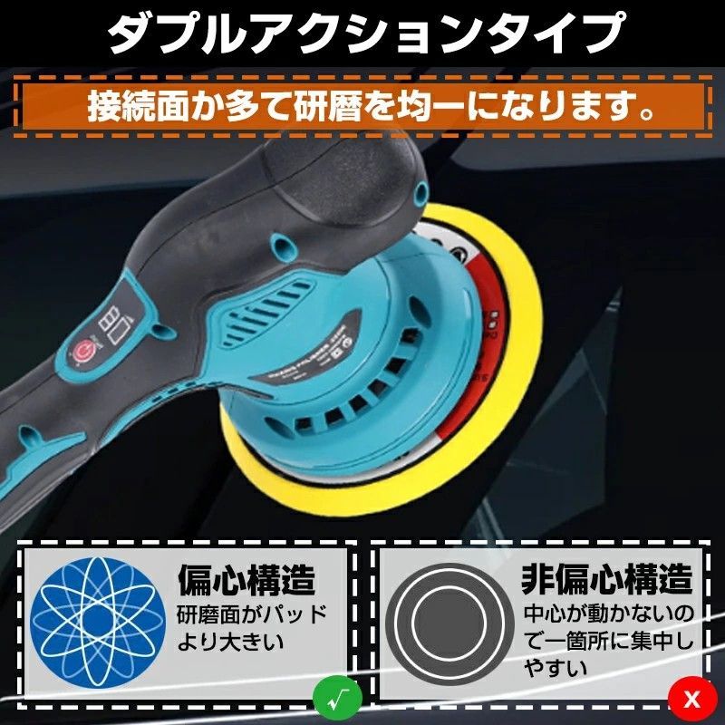 ポリッシャー 充電式 電動ポリッシャー ダブルアクションポリッシャー