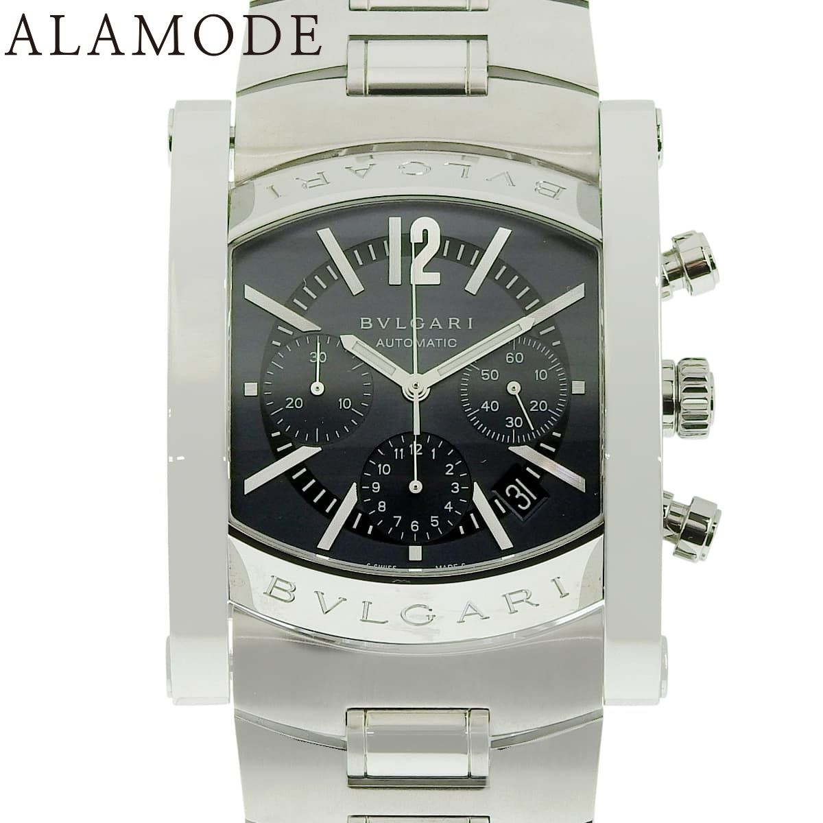 保証書付 ブルガリ アショーマ クロノグラフ AA 48 SCH SS グレー 自動巻き メンズ アラモード