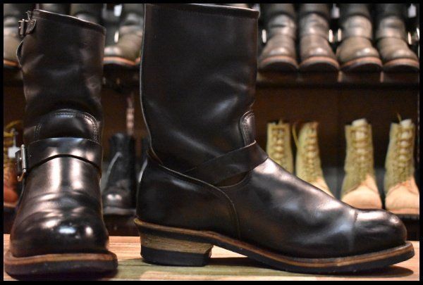 10 D PT 99刺繍 レッドウィング 2268 エンジニア 黒 ブラッククローム スチールトゥ プルオン ブーツ redwing FL 029