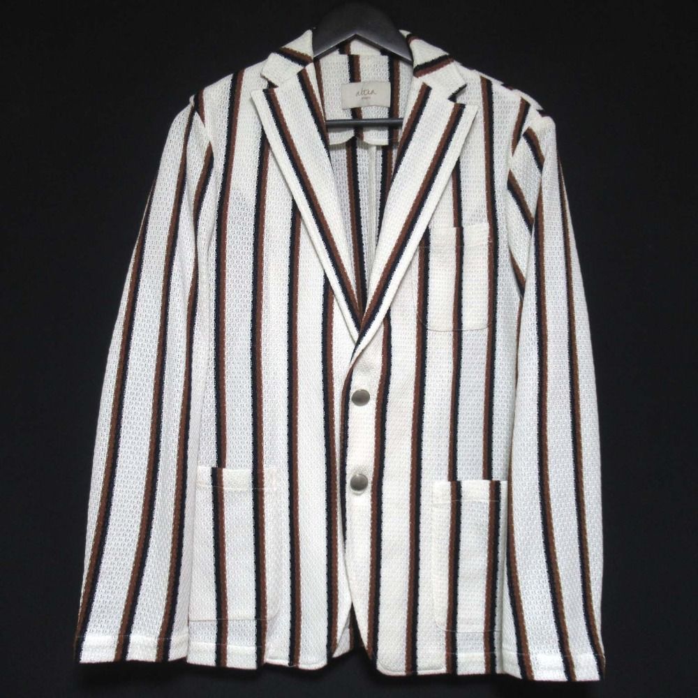 美品 altea アルテア ストライプ柄 2B シングル コットンニット