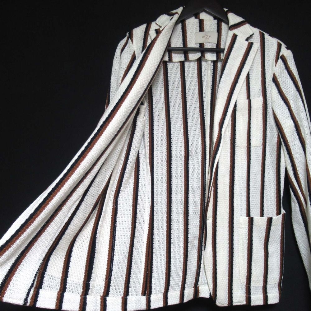 美品 altea アルテア ストライプ柄 2B シングル コットンニット