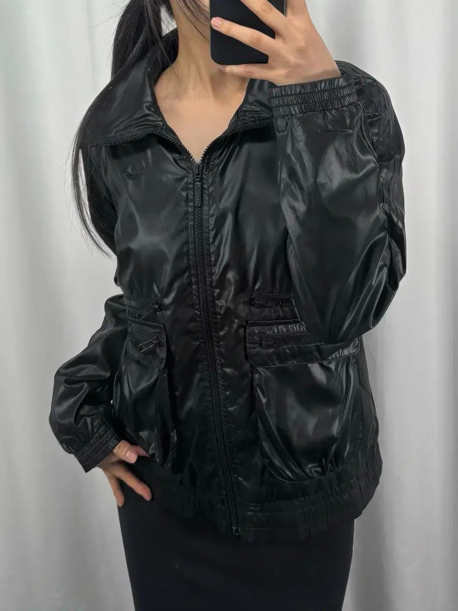 アディダス ポケット 本物 ブラック ウィンドブレーカー アディダス