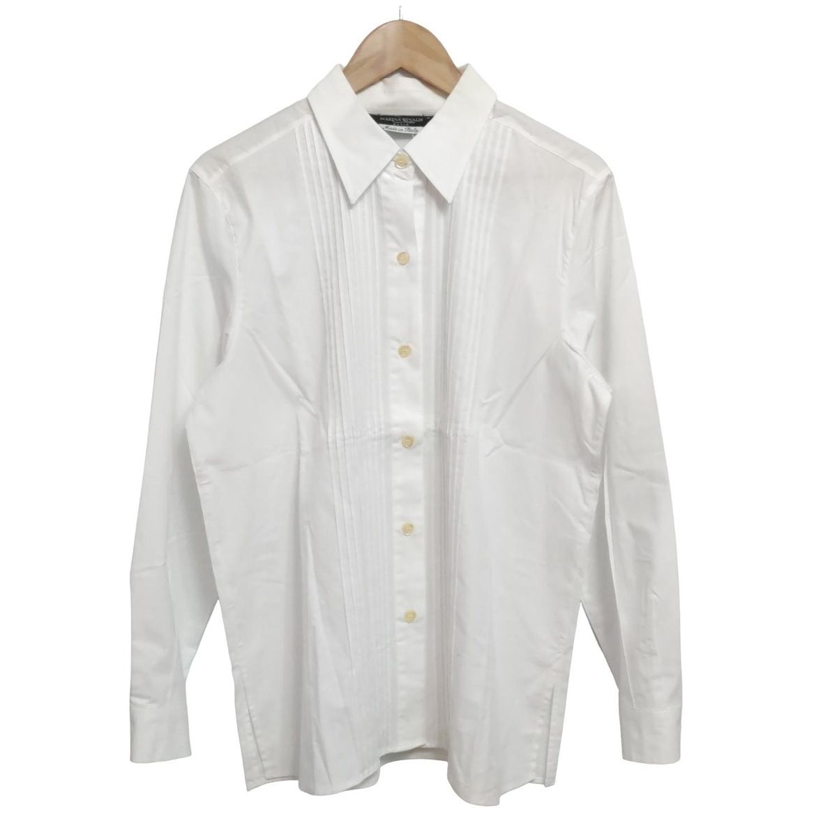 MARINA RINALDI マリナリナルディ 長袖シャツブラウス サイズ17 XL レディース 白 プリーツ