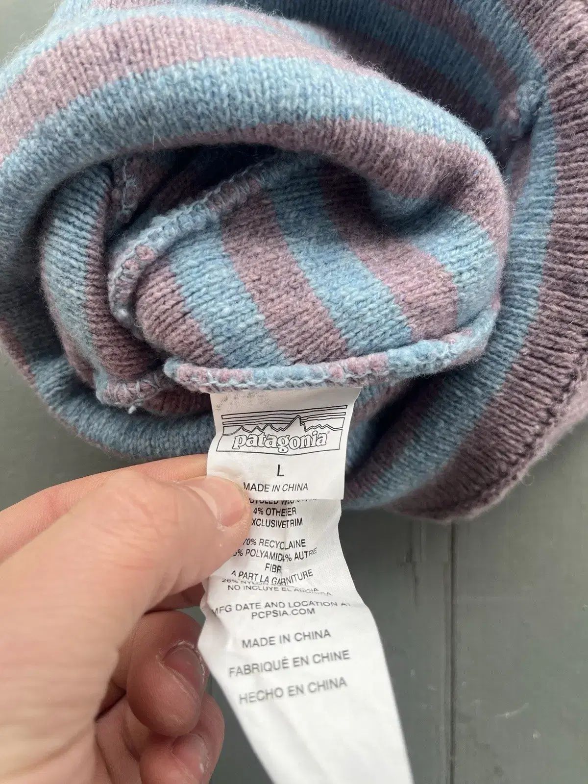 パタゴニア ストライプ ニット ビーニー ピンク ブルー