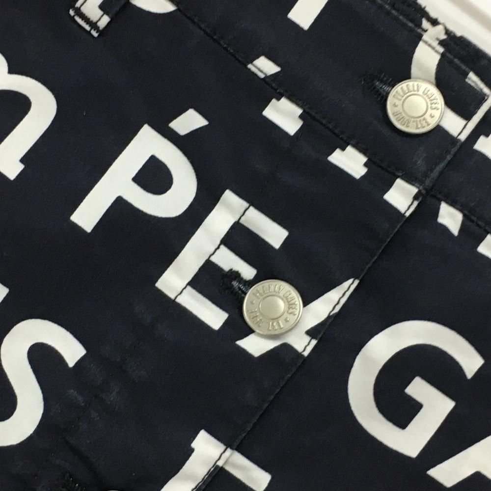 パーリーゲイツ スカート ネイビー×白 ロゴ総柄 内側30周年 レディース