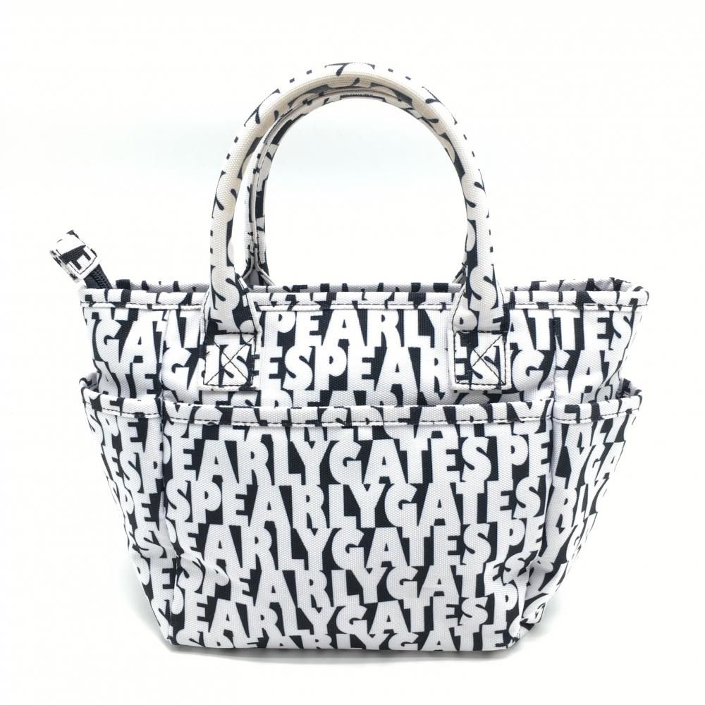 パーリーゲイツ カートバッグ 白×ネイビー ロゴ総柄 内外ポケット ニコ