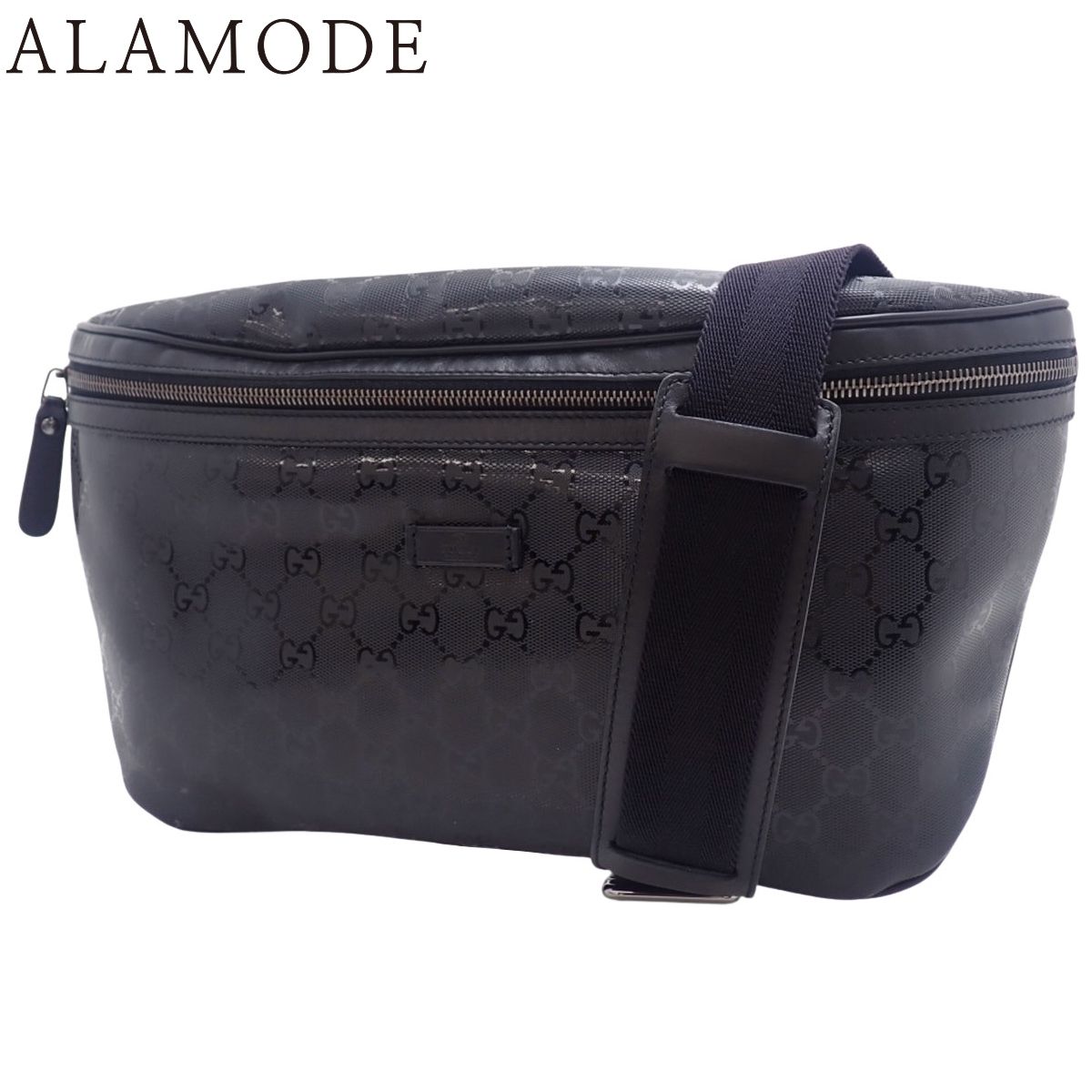 GUCCI グッチ GGボディバッグ ウエストバッグ ボディバッグ ウエストポーチ 斜め掛けバッグ ショルダーバッグ GGインプリメ ブラック黒 ガンメタル金具 211110 メンズ アラモード