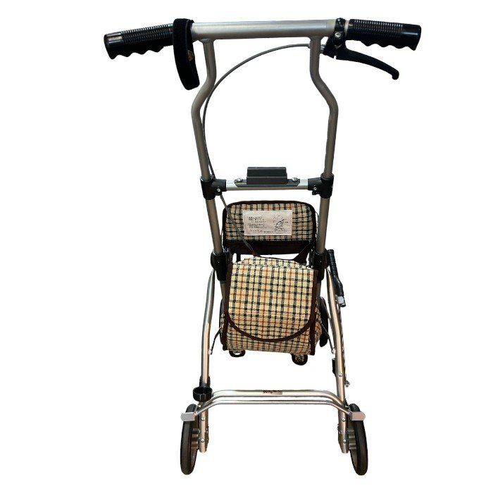 シルバーカー ポシェットS-Ⅱ チェックブラウン 折りたたみ NO.672 高齢者 座れる 簡単 折りたたみ自立 W４