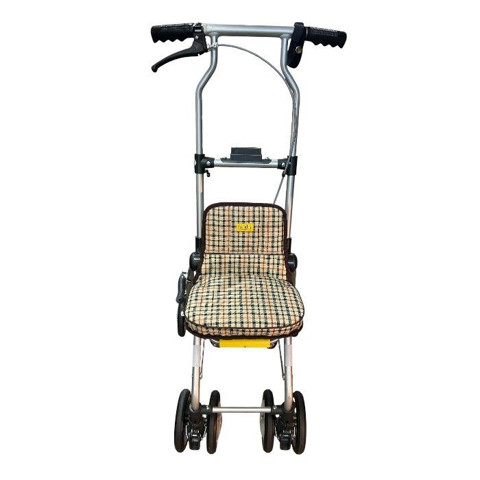 シルバーカー ポシェットS Ⅱ チェックブラウン 折りたたみ NO 672 高齢者 座れる 簡単 折りたたみ自立 W４