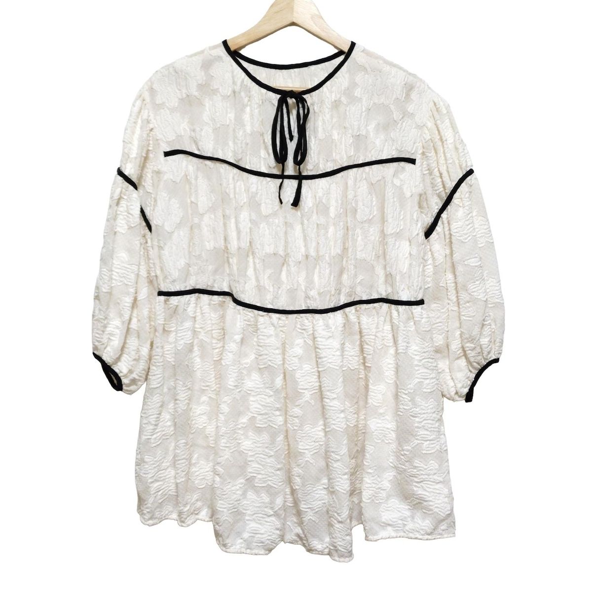 SEVEN TEN by MIHO KAWAHITO セブンテン バイミホカワヒト チュニック サイズS レディース 白 黒 Vネック 長袖