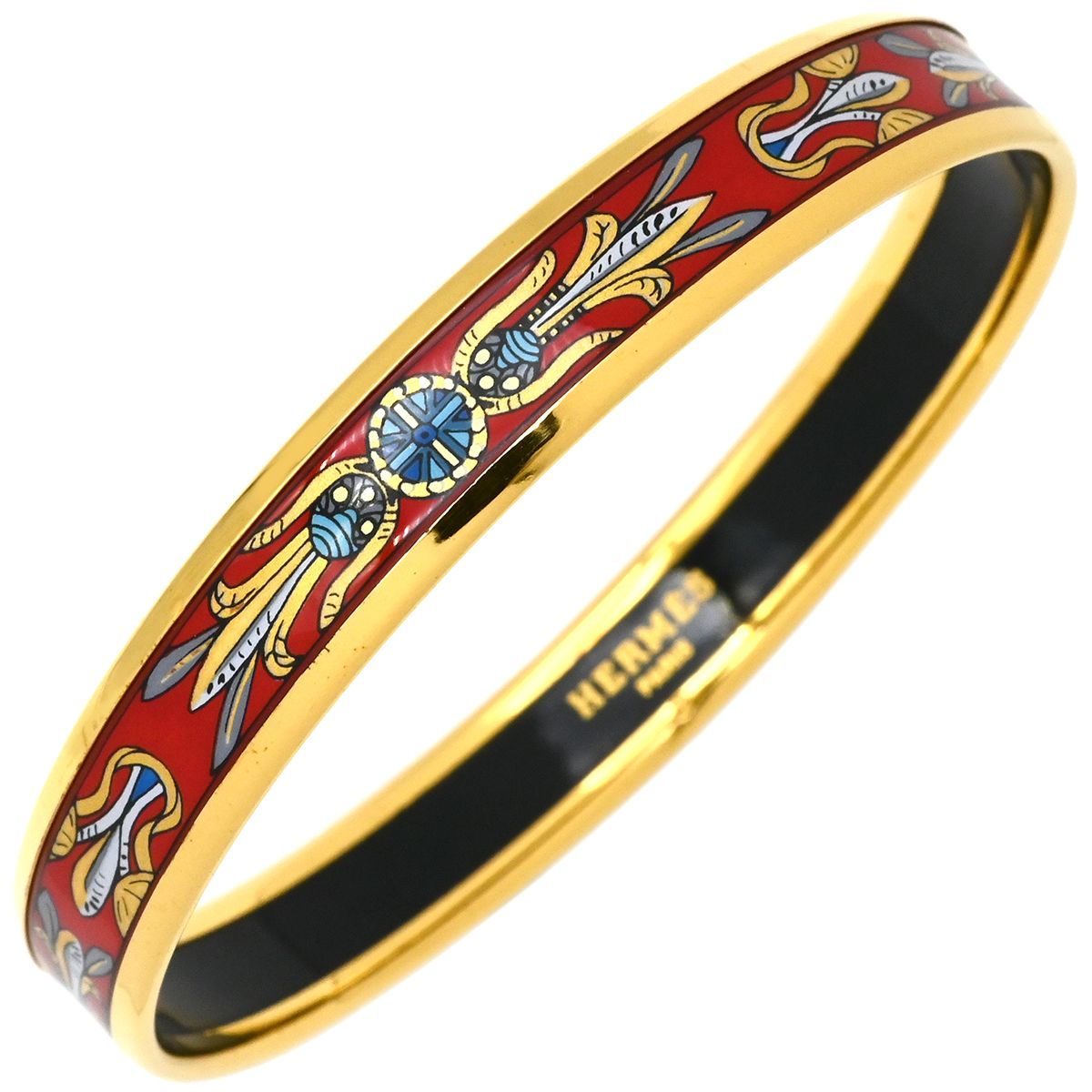 エルメス HERMES バングル エマイユ PM GP 七宝焼き レッドXマルチ