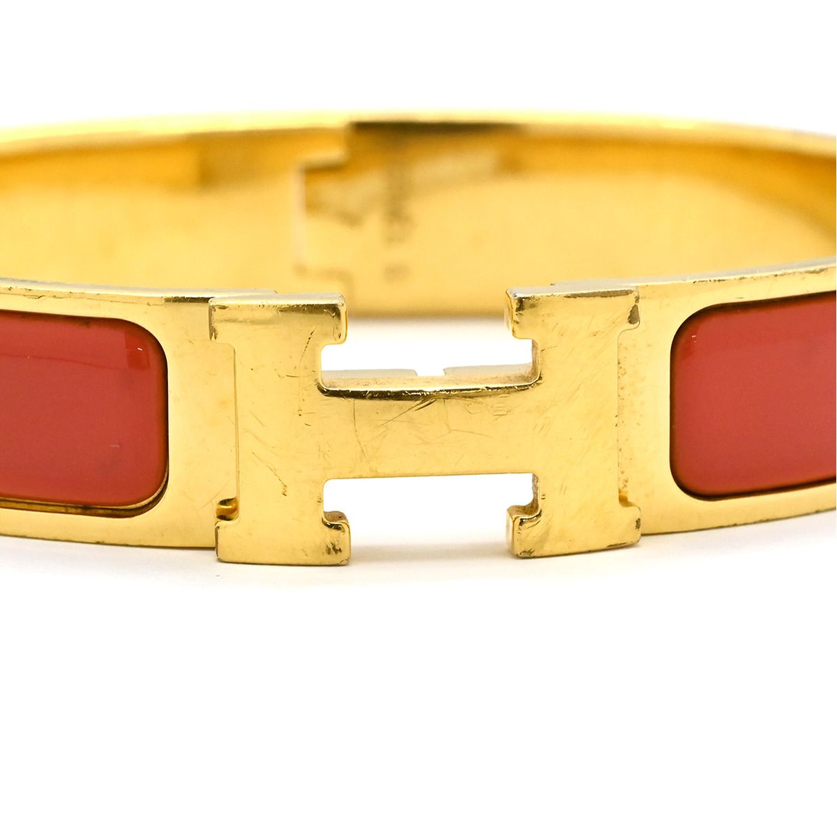 HERMES エナメルバングル レッド エルメス HERMES ブレスレット クリックH PM GP エナメル レッド