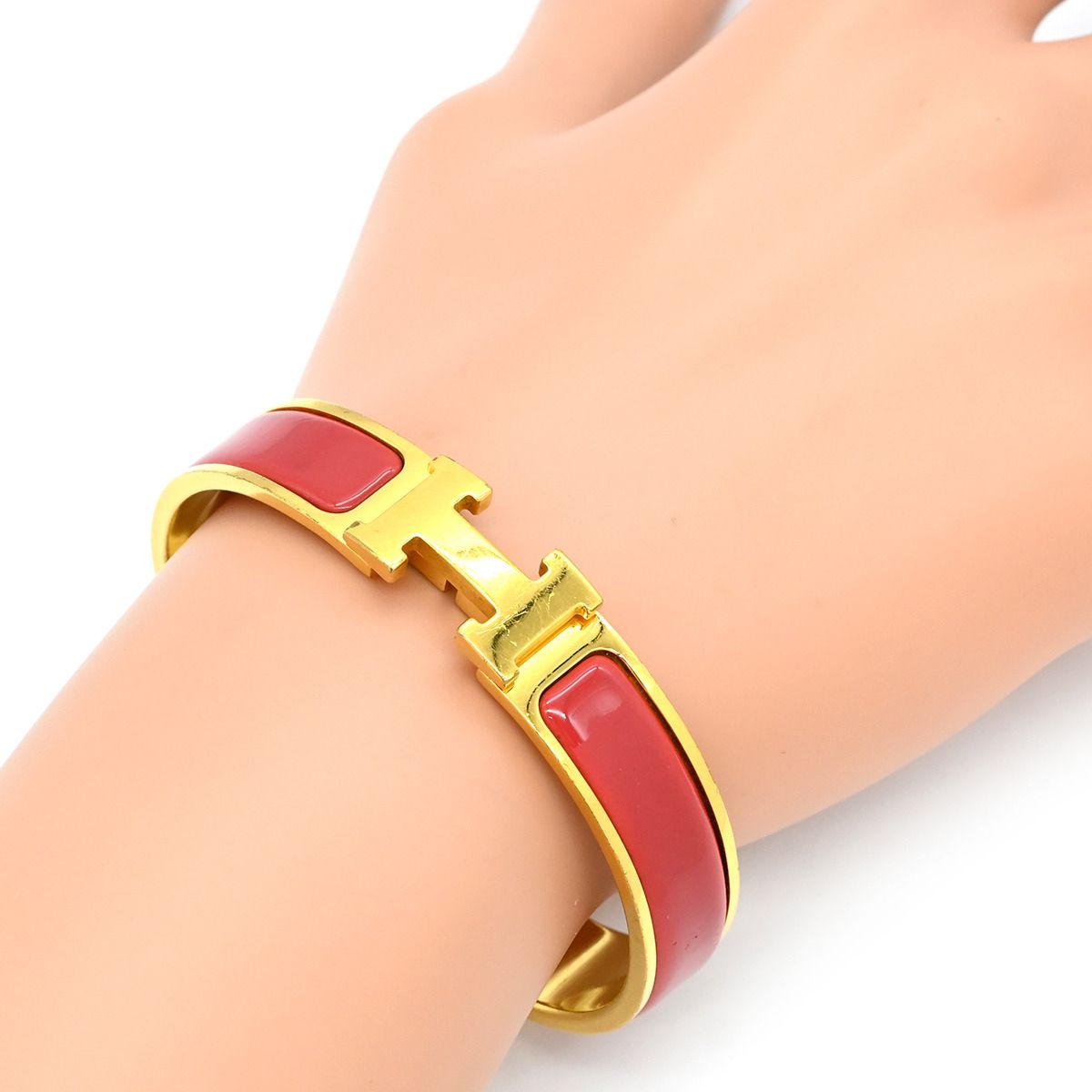 エルメス HERMES ブレスレット クリックH PM GP エナメル レッド