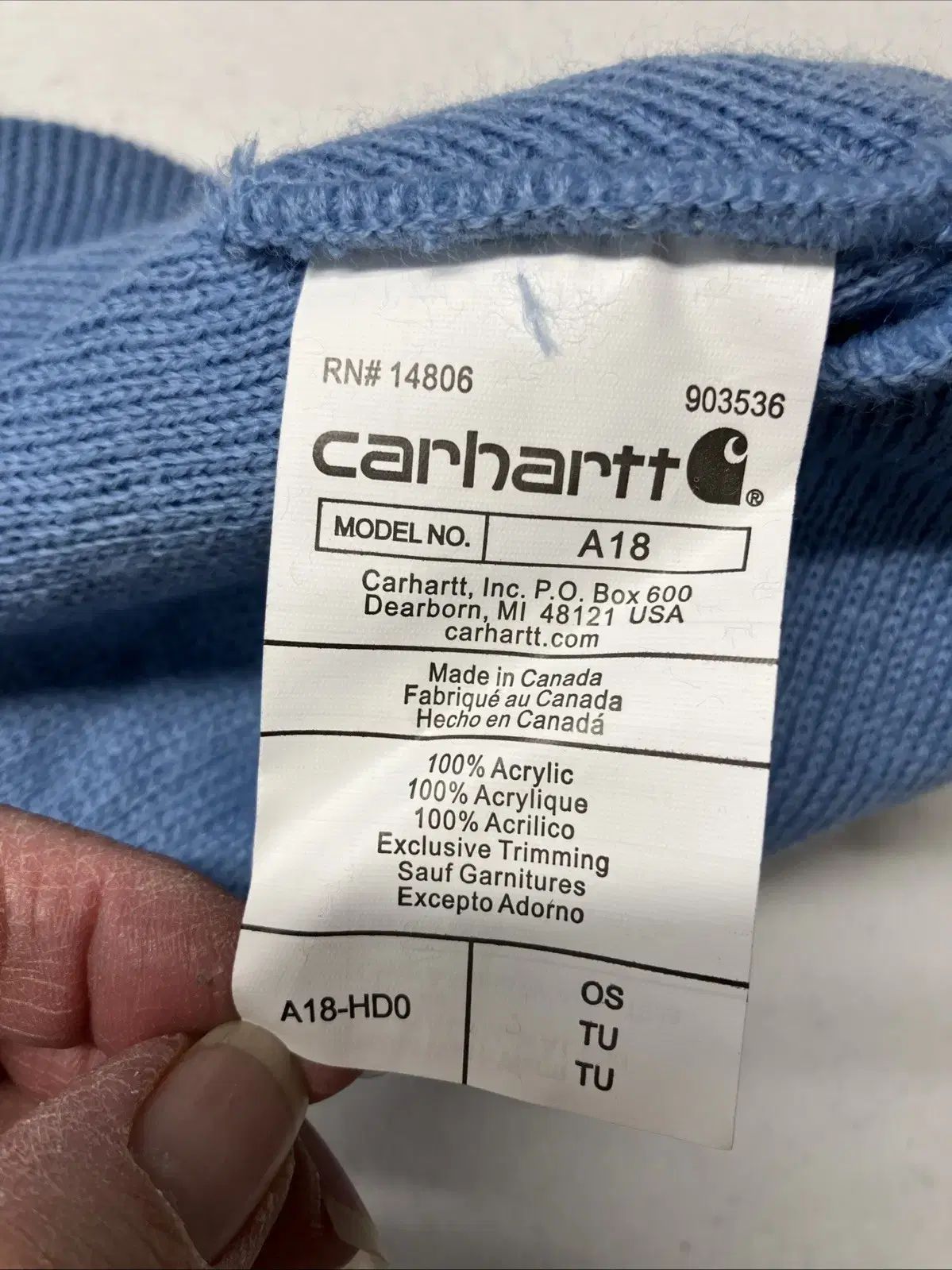 Carhartt カーハート ロゴ パッチ ウォッチハット ビーニー ブルー ニット帽 ビーニー 帽子 メンズ