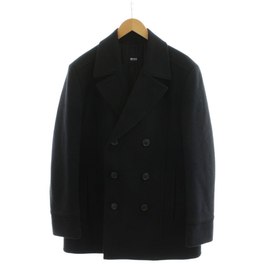 ヒューゴボス HUGO BOSS ピーコート Pコート ウール アウター 50 黒 ブラック AN 56
