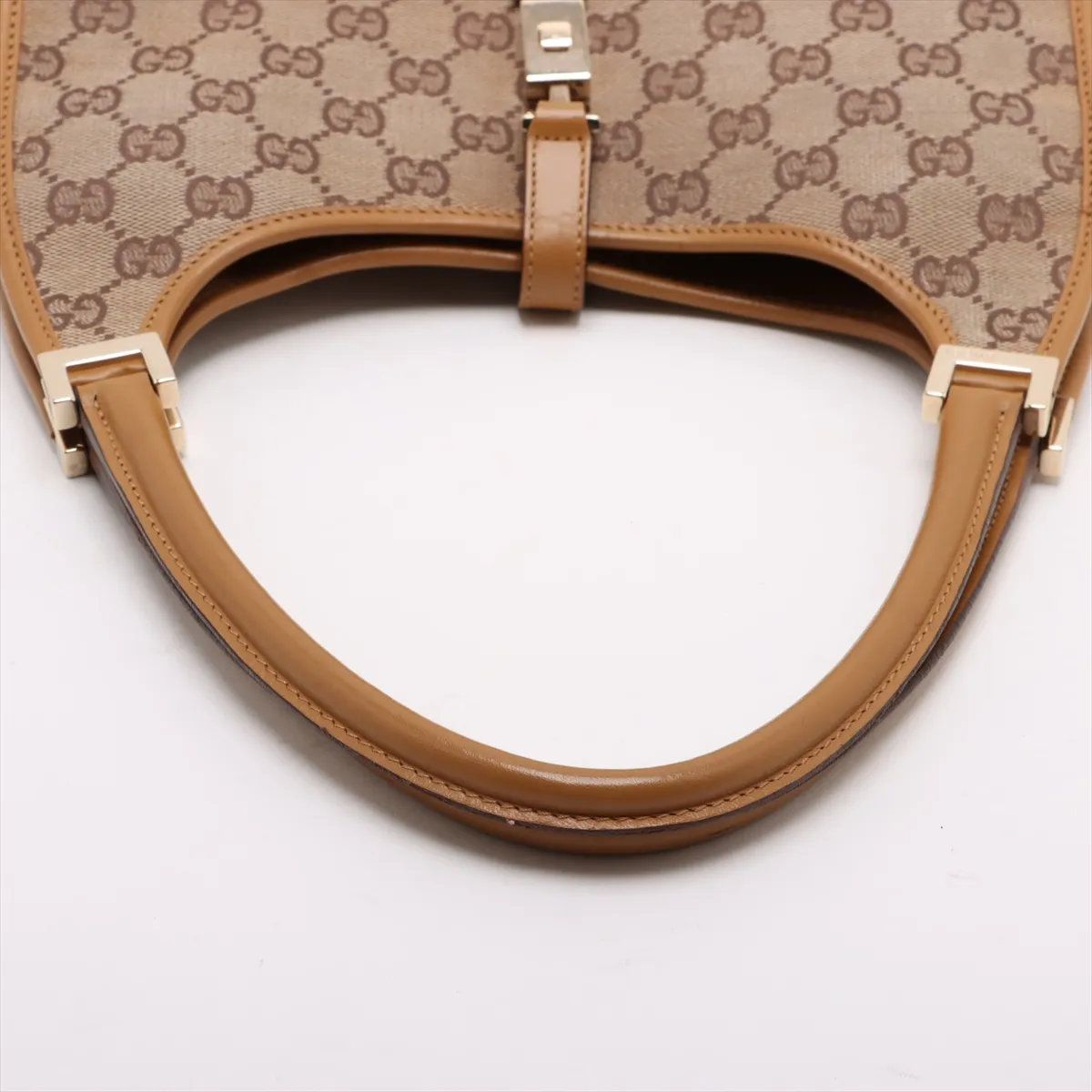 美品 グッチ GGキャンバス ジャッキー 002 1068 レザー ハンドバッグ