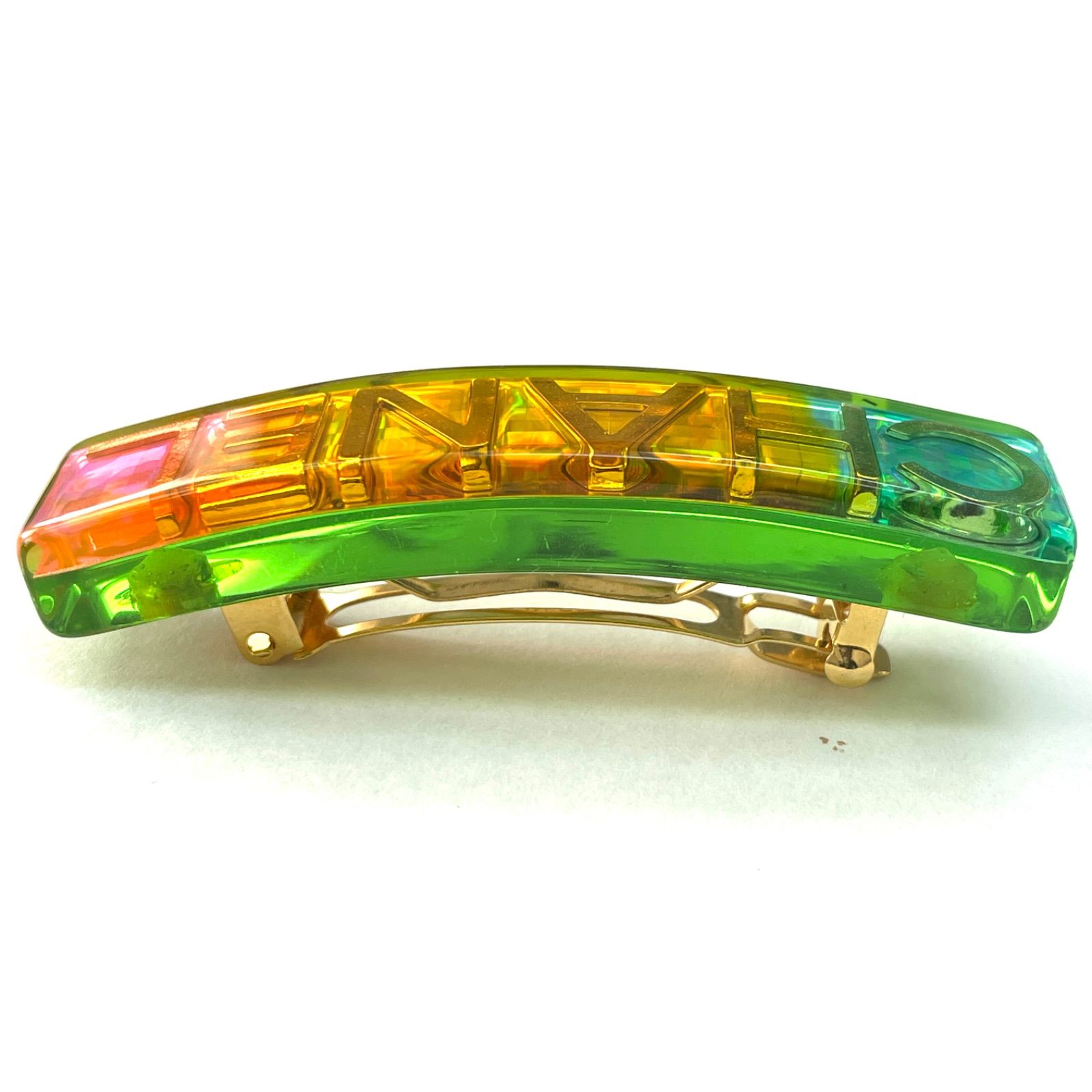 シャネル バレッタ　97A ✨美品✨CHANEL シャネル バレッタ ロゴ 97A レインボー ヘア