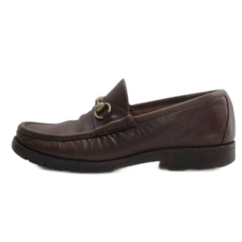 グッチ GUCCI ビットローファー レザー ブラウン 41.5E - メルカリ