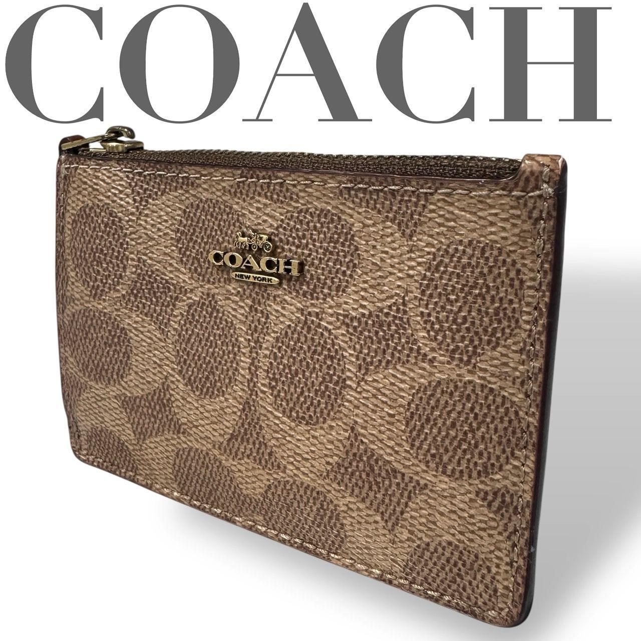 コーチ コインケース ブラウン COACH コーチ☆コインケース 小物ケース シグネチャー ブラウン リング