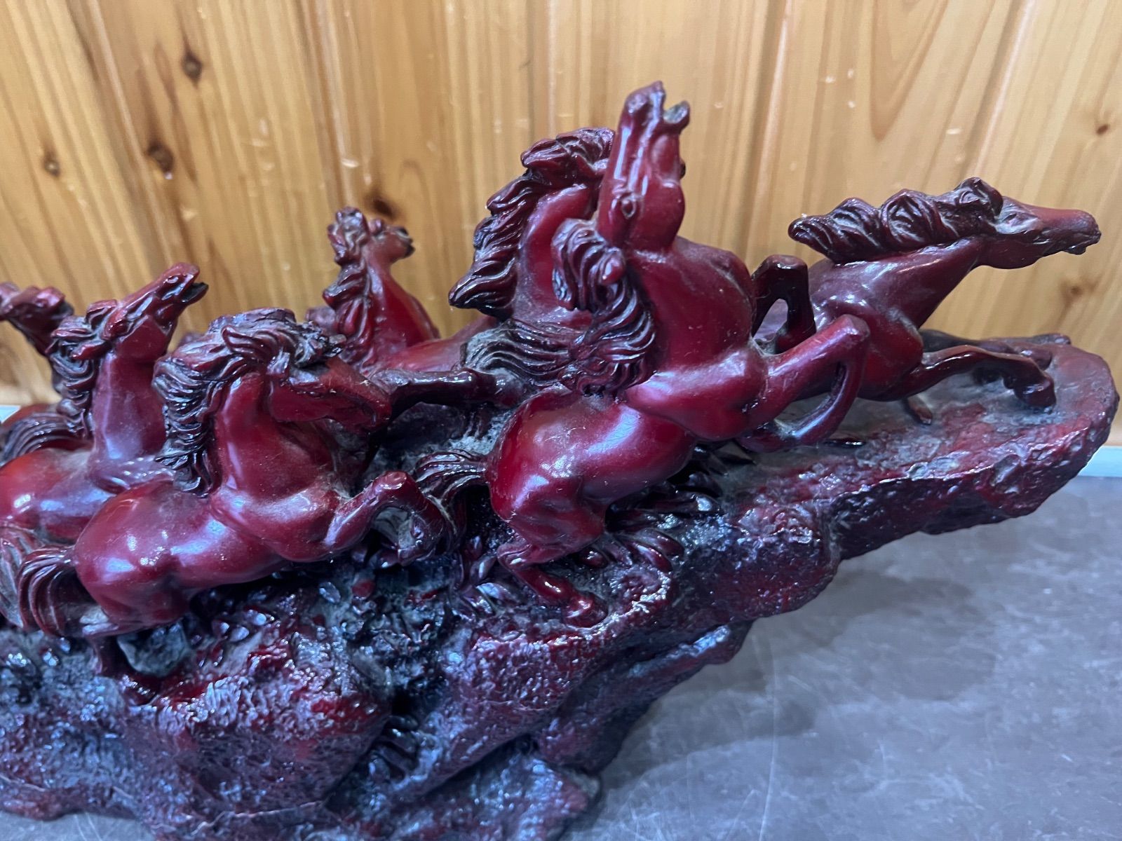  馬の置物 縁起物 9頭馬 置物 アンティーク アート オブジェ 彫刻 オブジェ 美術品 アンティーク コレクション