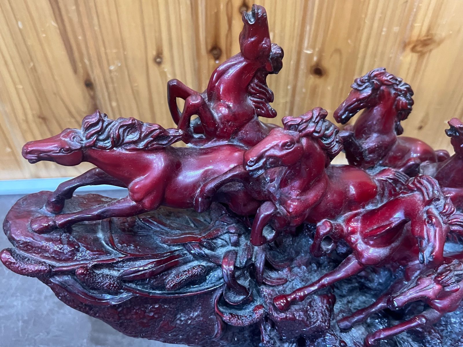 馬の置物 縁起物 9頭馬 置物 アンティーク アート オブジェ