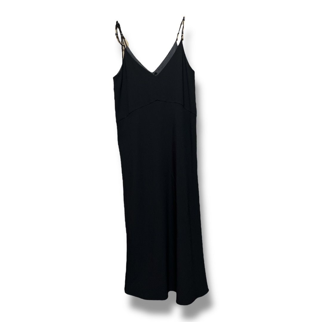 BACCA バッカ ジョーゼットサテン キャミソールワンピース 定価29700円 ロングワンピース ドレス 肩紐調整 レディース サイズ34 ブラック 23 No.K 1070